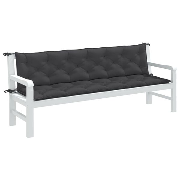 vidaXL Garden Bench Cushions 2 pcs Melange Anthracite 200x50x7 cm Fabric