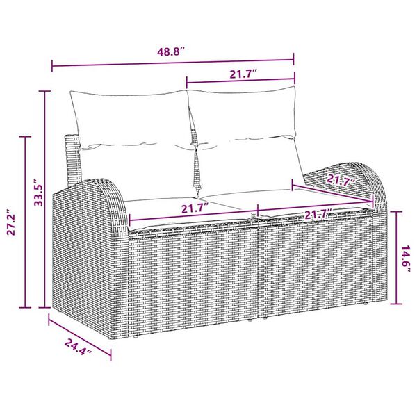 vidaXL Garden Sofa Set 7 pcs Grey Poly rattan