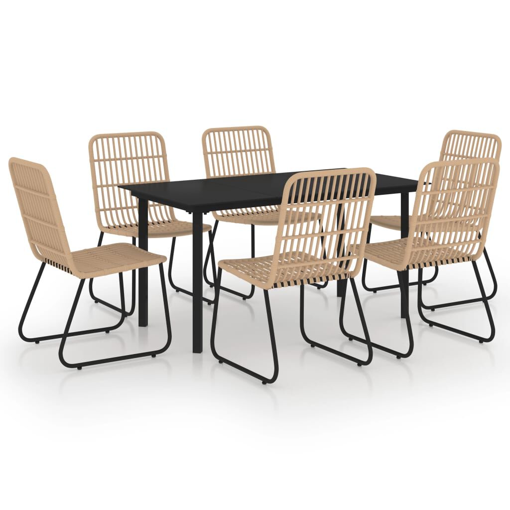 vidaXL 7 Piece Outdoor Dining Set Poly Rattan and Glass