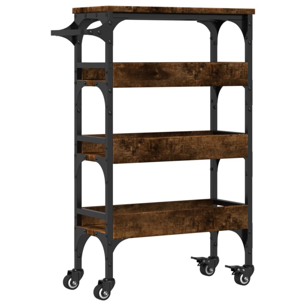 vidaXL Kitchen Trolley Smoked Oak 53x20x76 cm Engineered Wood