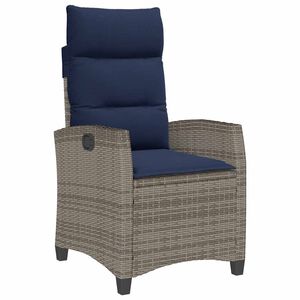 vidaXL Reclining Garden Chair with Side Table Grey Poly Rattan