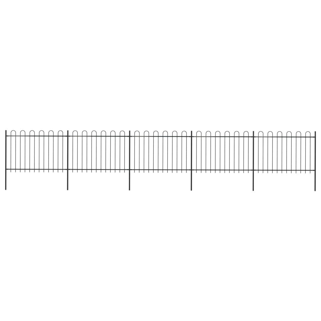 vidaXL Garden Fence with Hoop Top Steel 8.5x1.2 m Black