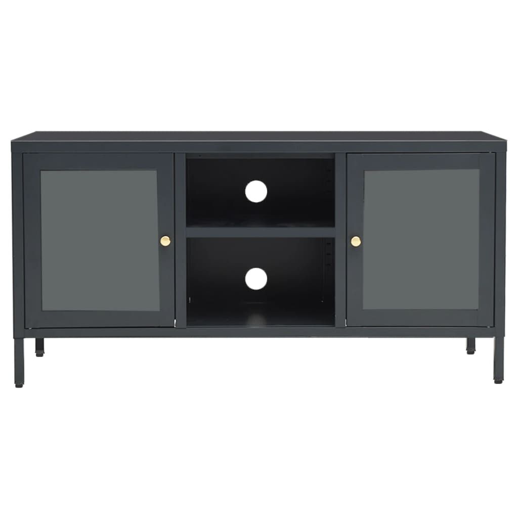 vidaXL TV Cabinet Anthracite 105x35x52 cm Steel and Glass