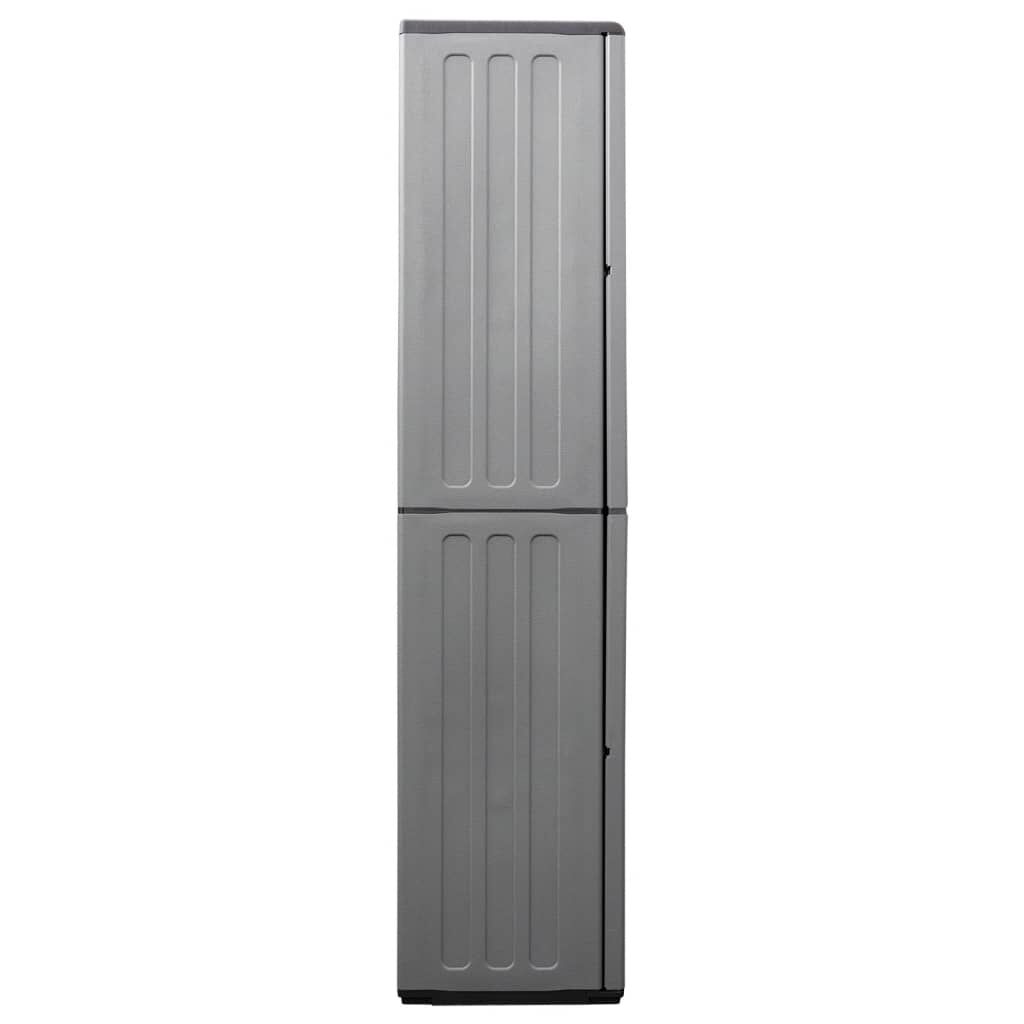 vidaXL Garden Storage Cabinet Grey and Black 68x37x163 cm PP