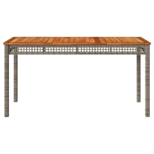 vidaXL Garden Table Grey 140x80x75 cm Poly Rattan Acacia Wood