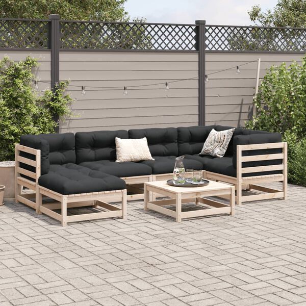 vidaXL 7 Piece Garden Sofa Set with Cushions Solid Wood Pine