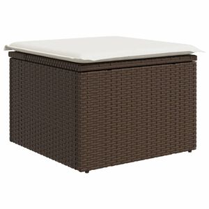 vidaXL Garden Stool with Cushion Brown 55x55x37 cm Poly Rattan