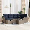 vidaXL Garden Sofa Set with Cushion 7 pcs Grey and Navy Poly Rattan