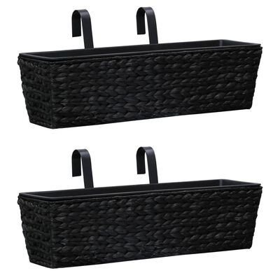 vidaXL Planters 2 pcs Water Hyacinth Black