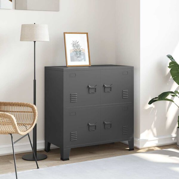 vidaXL Industrial Storage Chest Anthracite 75x40x80 cm Steel