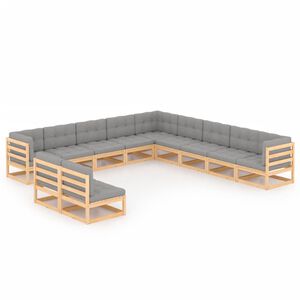 vidaXL 11 Piece Garden Lounge Set with Cushions Solid Pinewood