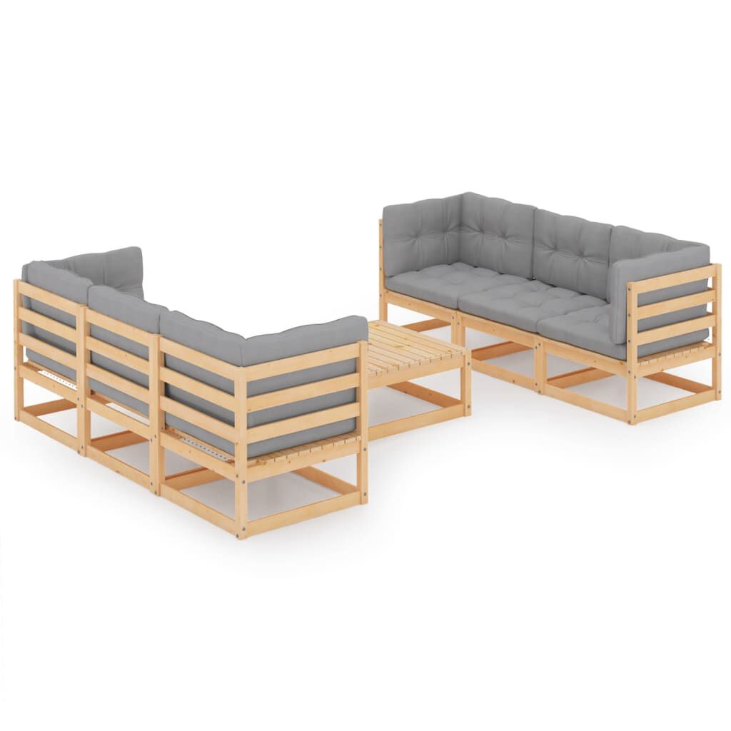 vidaXL 7 Piece Garden Lounge Set with Cushions Solid Pinewood