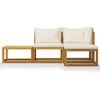 vidaXL 4 Piece Garden Lounge Set with Cushion Cream Solid Acacia Wood