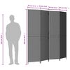 vidaXL Room Divider 4 Panels Grey Poly Rattan