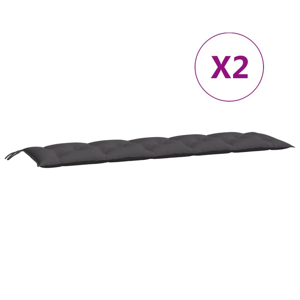 vidaXL Garden Bench Cushions 2pcs Anthracite 180x50x7cm Oxford Fabric