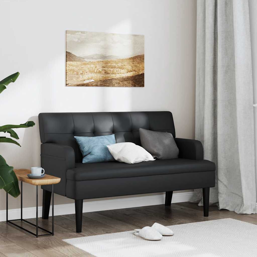 vidaXL Bench with Backrest Black 112x65.5x75 cm Faux Leather