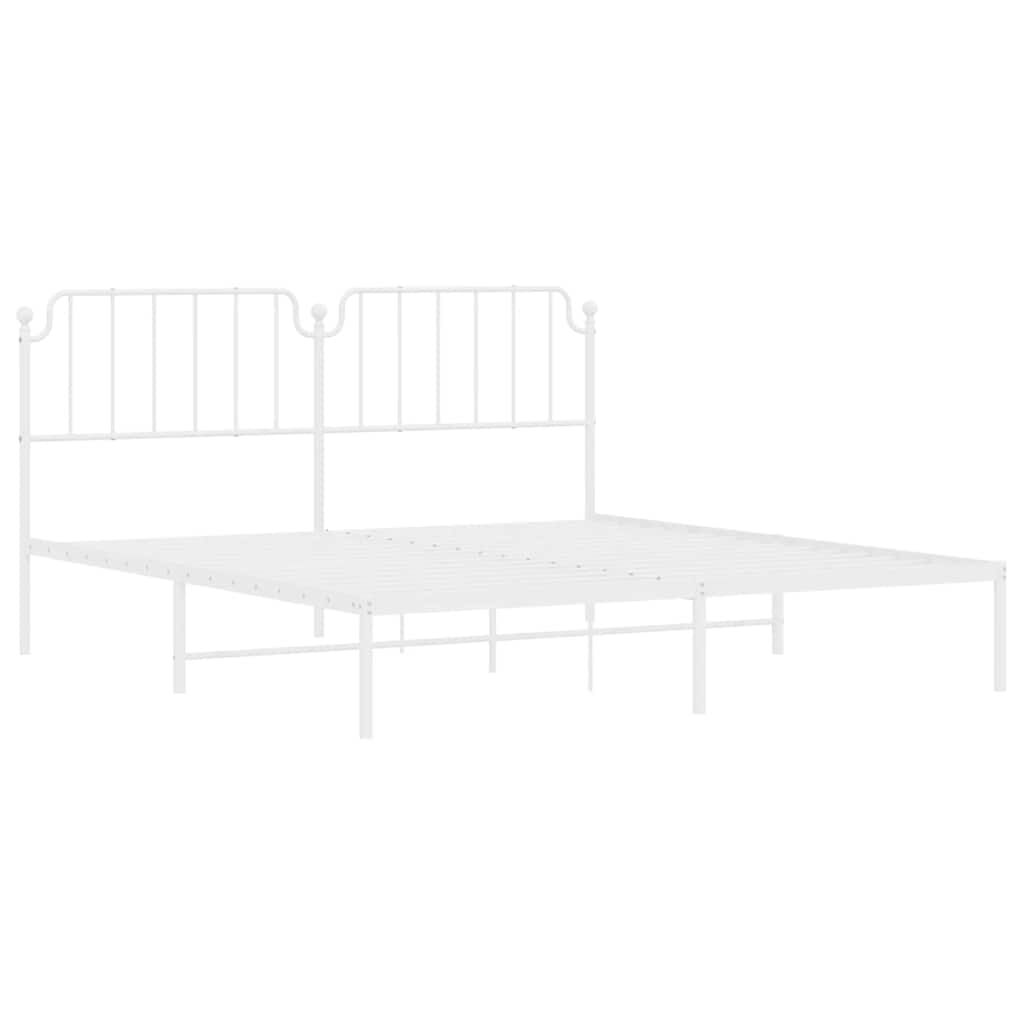 vidaXL Metal Bed Frame without Mattress with Headboard White 183x213cm
