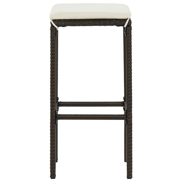 vidaXL 3 Piece Garden Bar Set with Cushions Poly Rattan Brown