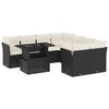 vidaXL 9 Piece Garden Sofa Set with Cushions Black Poly Rattan