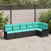 vidaXL Garden Sofa Set with Cushion 6 pcs Black Poly Rattan
