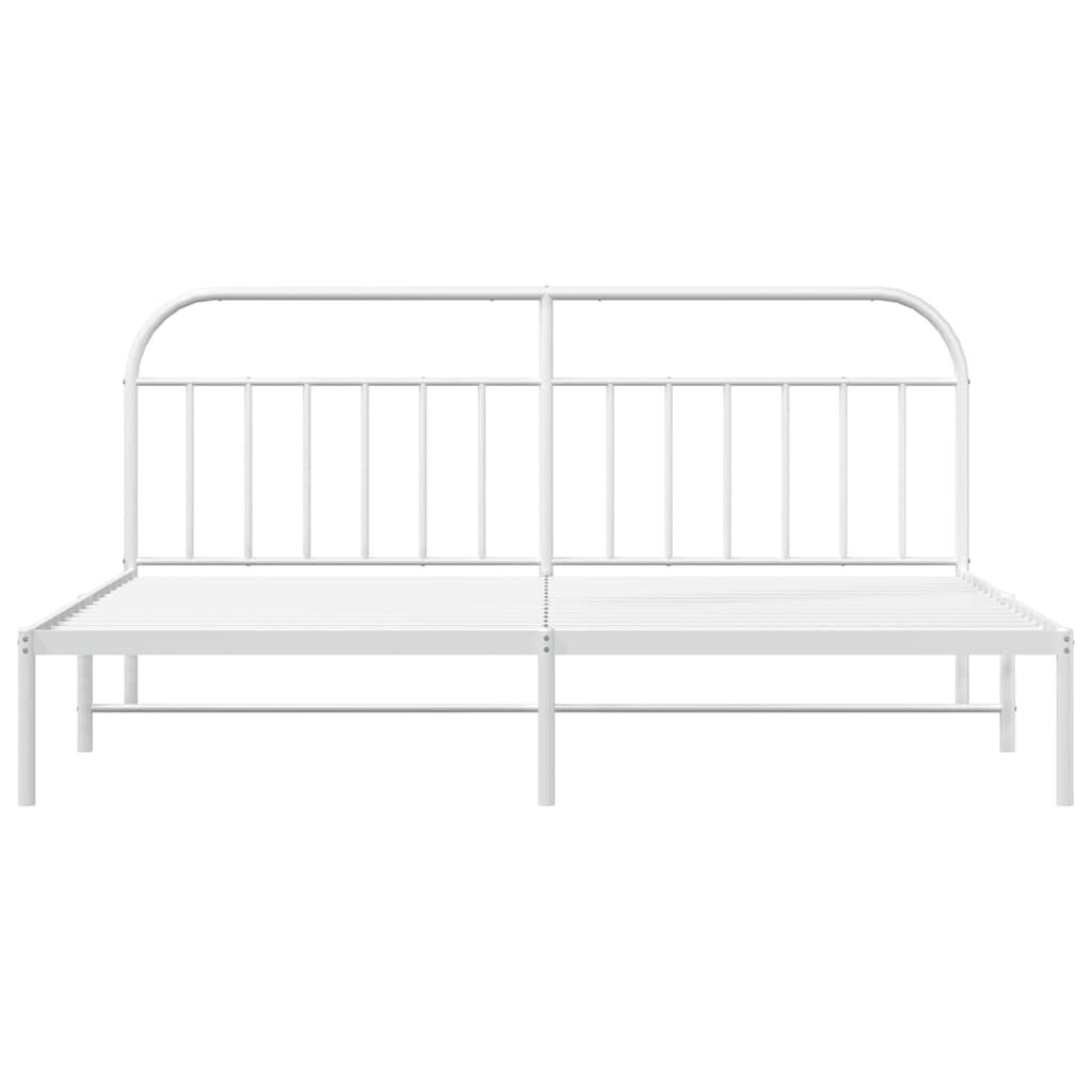 vidaXL Metal Bed Frame without Mattress with Headboard White 193x203cm