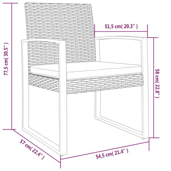 vidaXL Garden Dining Chairs 2 pcs Brown PP Rattan