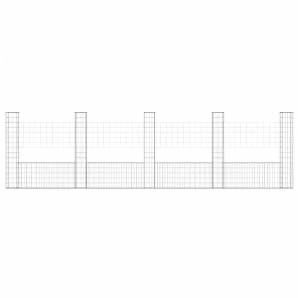 vidaXL U-shape Gabion Basket with 5 Posts Iron 500x20x150 cm