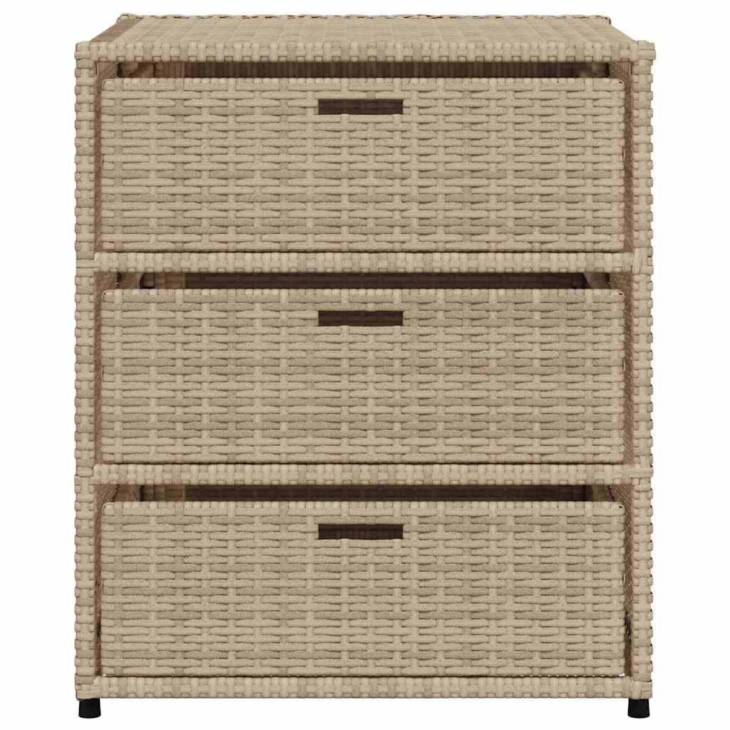 vidaXL Garden Storage Cabinet Beige 55x59x69 cm Poly Rattan