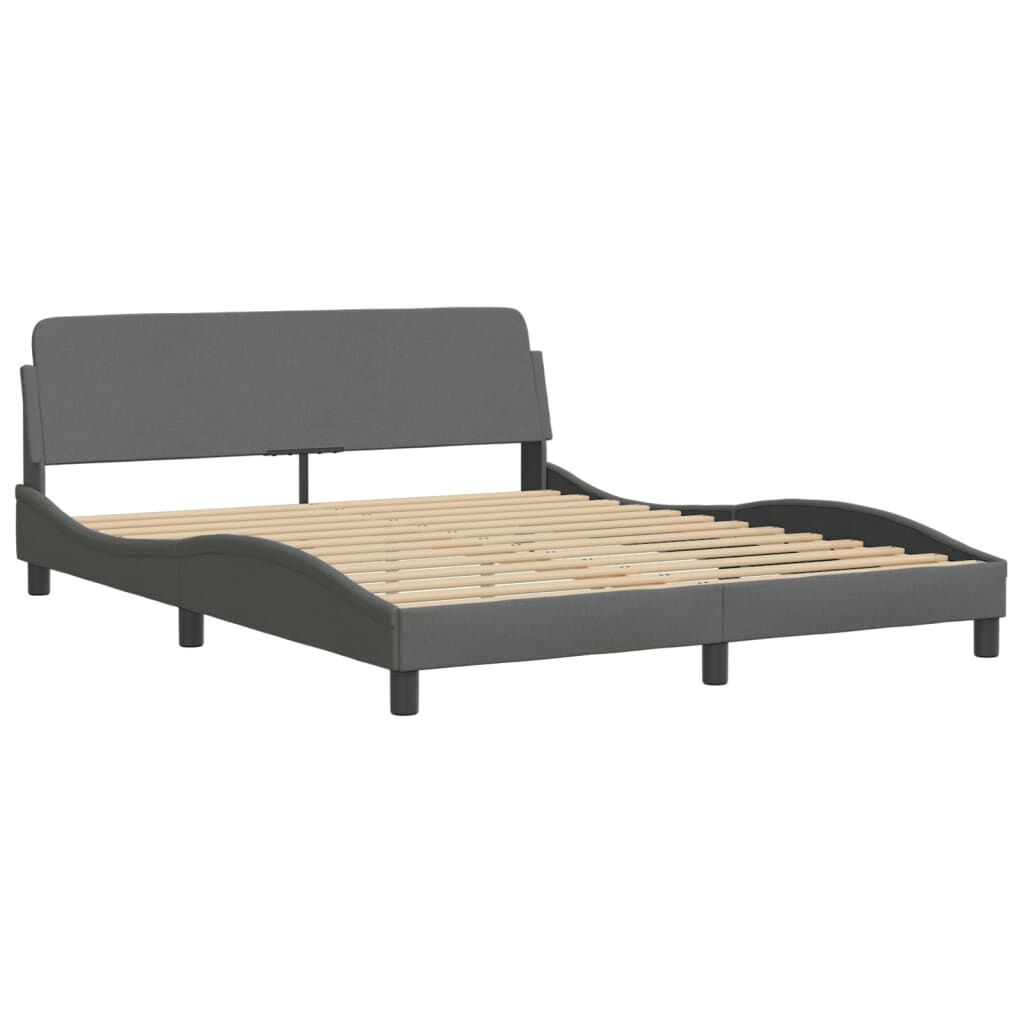 vidaXL Bed Frame with LED without Mattress Dark Grey 152x203 cm Queen Fabric