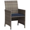 vidaXL 3 Piece Bistro Set with Cushions Grey Poly Rattan
