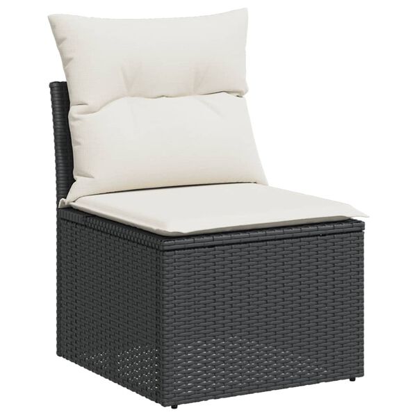 vidaXL 6 Piece Garden Sofa Set with Cushions Black Poly Rattan