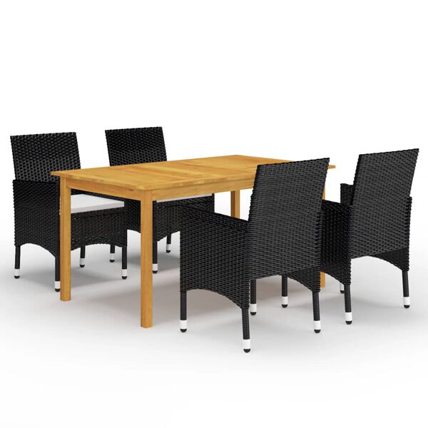vidaXL 5 Piece Garden Dining Set Black