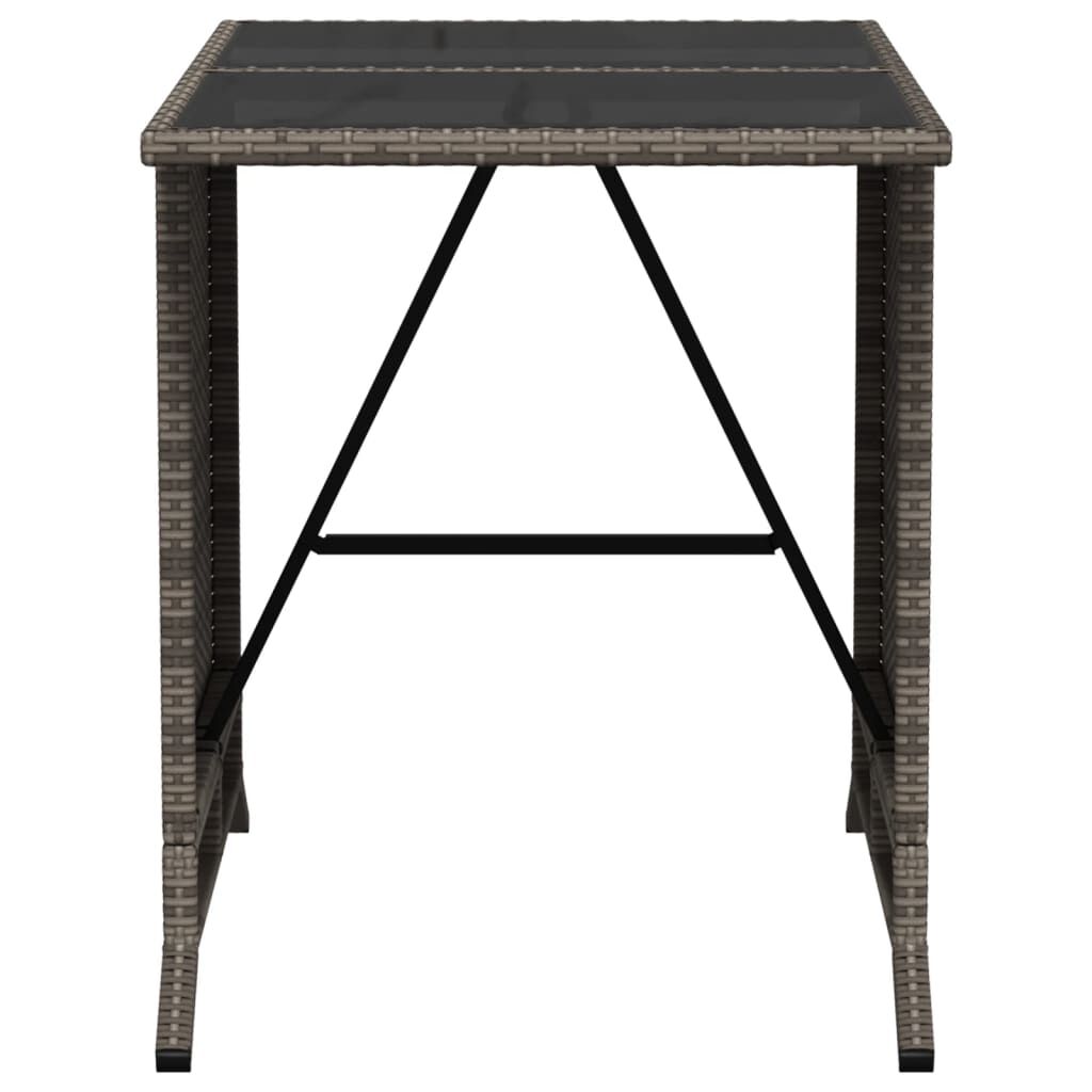 vidaXL 3 Piece Bistro Set with Cushions Grey Poly Rattan