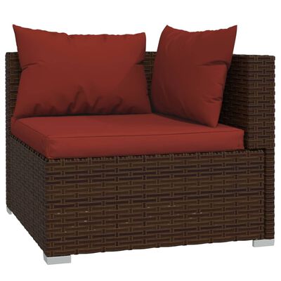 vidaXL 6 Piece Garden Lounge Set with Cushions Poly Rattan Brown