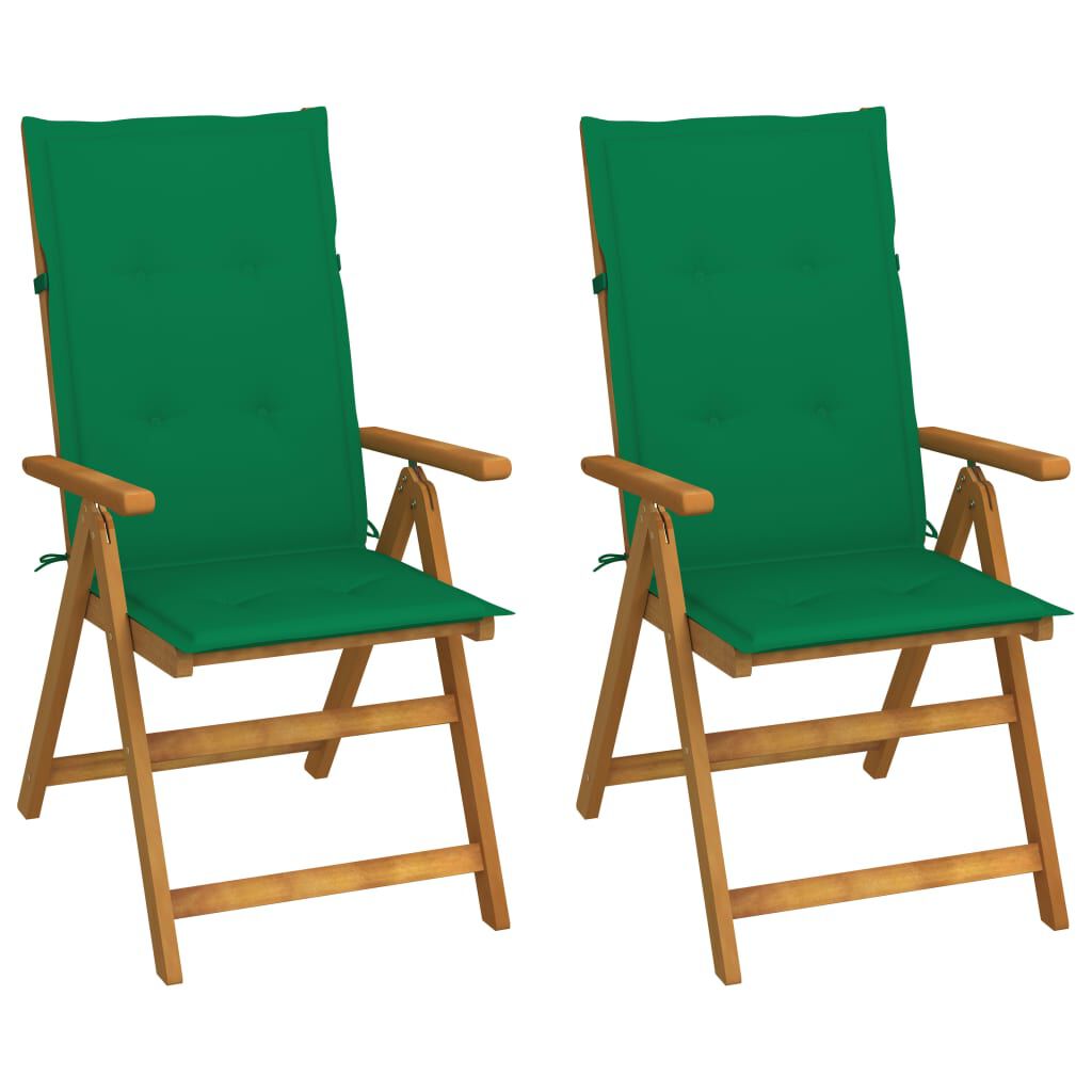 vidaXL Garden Reclining Chairs 2 pcs with Cushions Solid Acacia Wood