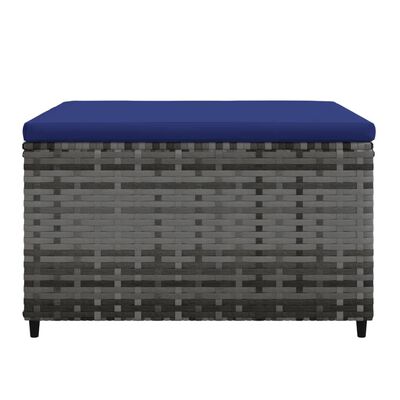 vidaXL Garden Footrest with Cushion Grey Poly Rattan