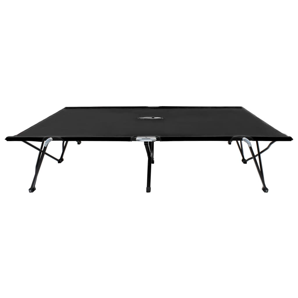 vidaXL Two Person Folding Sun Lounger Black Steel