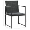 vidaXL 7 Piece Outdoor Dining Set with Cushions Poly Rattan Black