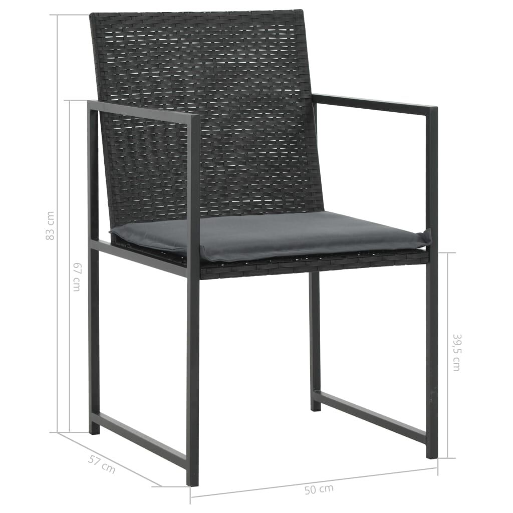 vidaXL 7 Piece Outdoor Dining Set with Cushions Poly Rattan Black