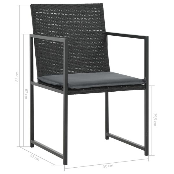 vidaXL 7 Piece Outdoor Dining Set with Cushions Poly Rattan Black