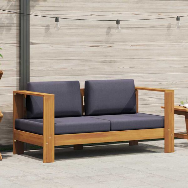 vidaXL Garden Sofa Bench with Cushions 140 cm Solid Acacia Wood Grey