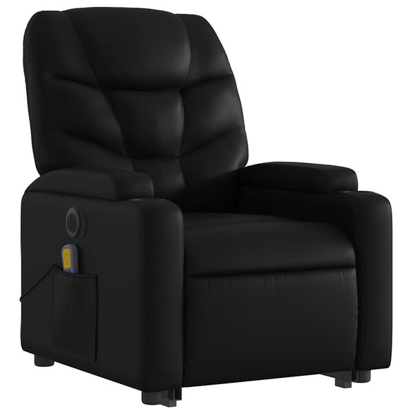 vidaXL Electric Stand up Massage Recliner Chair Black Faux Leather