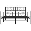 vidaXL Metal Bed Frame without Mattress with Footboard Black 150x200cm