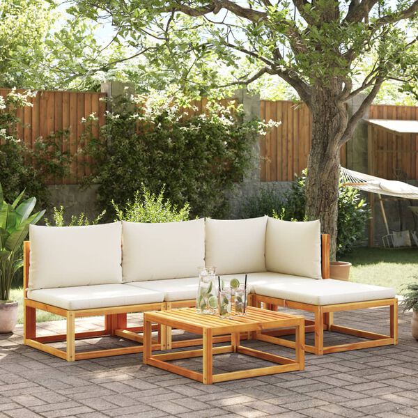 vidaXL Garden Sofa Armless with Cushions Wood Acacia&Rattan