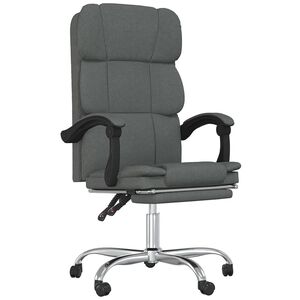 vidaXL Reclining Office Chair Dark Grey Fabric