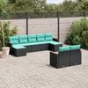 vidaXL 9 Piece Garden Sofa Set with Cushions Black Poly Rattan