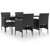vidaXL 5 Piece Garden Dining Set with Cushions Black