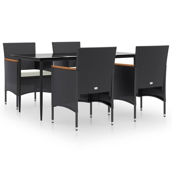 vidaXL 5 Piece Garden Dining Set with Cushions Black