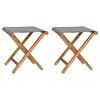 vidaXL Folding Chairs 2 pcs Solid Teak Wood and Fabric Dark Grey