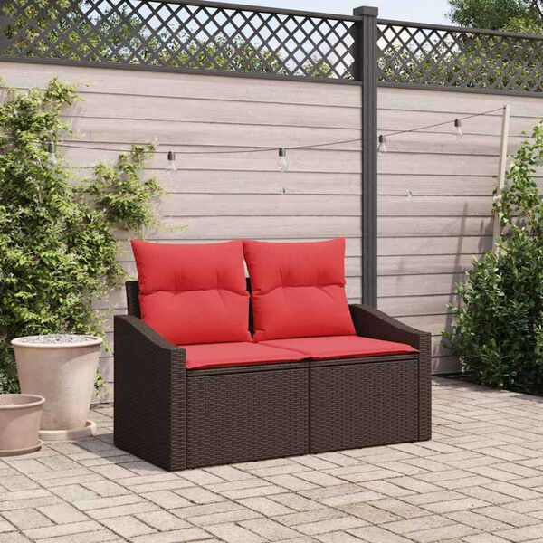 vidaXL Garden Sofa Brown 123 x 62 x 69cm Poly Rattan